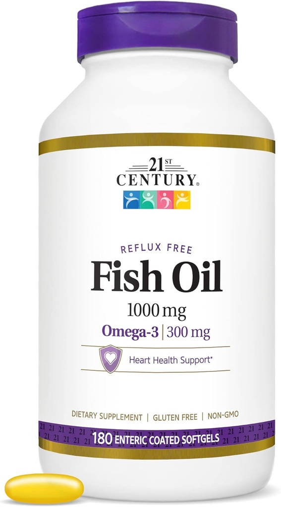 21st Century Fish Oil 1000 Mg Enteric Coated Softgels, 180Count 2
