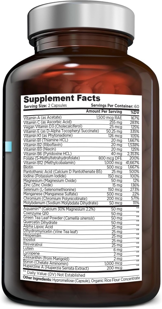 OmniBiotics Ultimate Daily Multivitamin for Women & Men – 34 Essential Ingredients Including Vitamin A, C, D, E, B6, B12, Biotin, Zinc – 120 Vegan Capsules 3