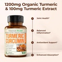 Turmeric Curcumin Supplement with Black Pepper Extract - High Potency Organic Turmeric 1200mg & 95% Curcuminoids for Joint & Digestive Health - Joint Support Supplement - 60 Curcuma Capsules - 2 Pack 6