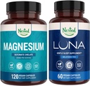 Nested Naturals Luna Melatonin-Free Sleep Aid & Magnesium Glycinate Chelate for Improved Sleep, Relaxation, & Recovery (180 Capsules) 2