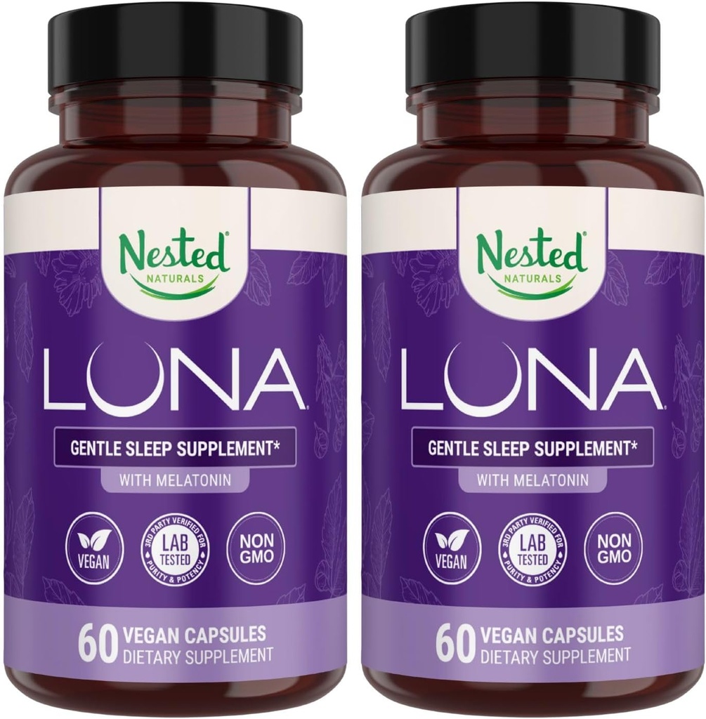 Nested Naturals Luna Sleep Aid - Non-Habit Forming Natural Sleeping Pills for Adults with Naturally Sourced Ingredients - Valerian Root, Melatonin, Chamomile, Lemon Balm, and More - 120 Vegan Capsules 2