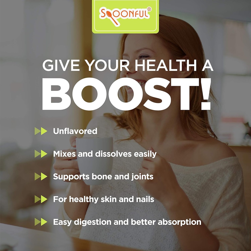 Spoonful Collagen Peptide Powder, Type I & III, Hydrolyzed Grass Fed Bovine, Unflavored, Non-GMO Gluten-Free for Healthy Hair Nail Skin and Joint Support [16 oz] 6