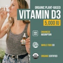 Plant-D3 Organic Vitamin D3 5000 IU - Vegan, Max Strength Sublingual Liquid D3 Drops - 200% Higher Absorption - 100% Plant-Based Cholecalciferol Form - Adjustable Dosing for All Ages (1oz Liquid) 3