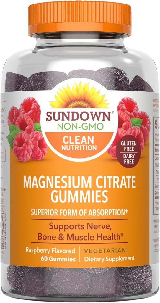 Sundown Magnesium Citrate Gummies, Raspberry Flavored, 60 Count 2