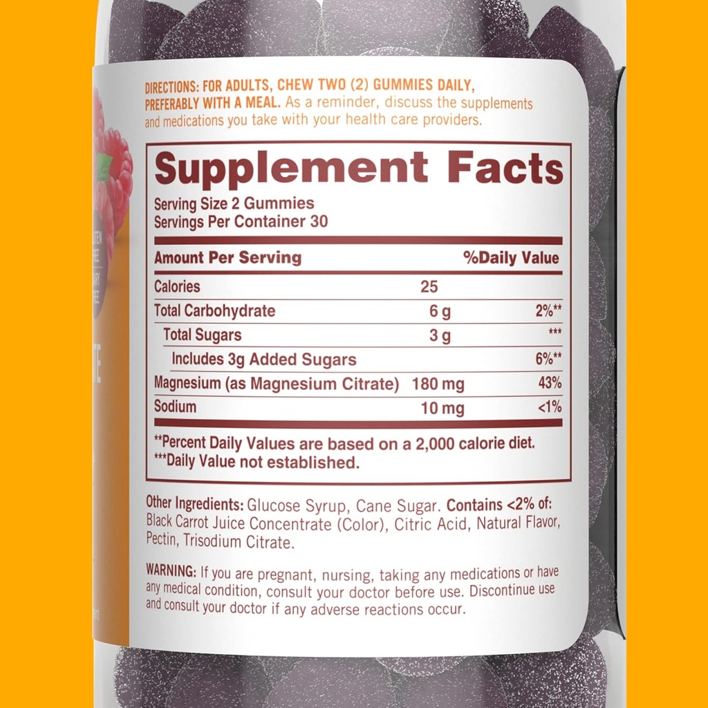 Sundown Magnesium Citrate Gummies, Raspberry Flavored, 60 Count 4