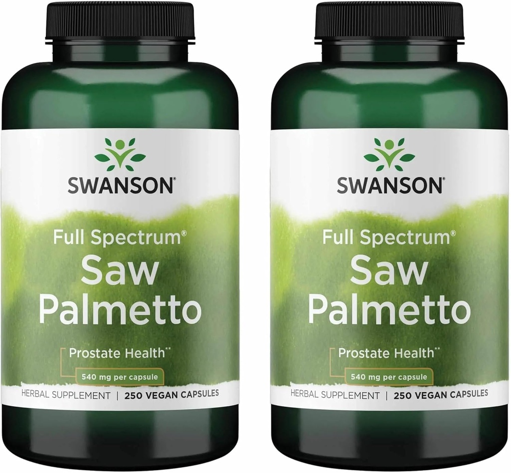 Swanson Saw Palmetto - Herbal Supplement Promoting Male Prostate Health Support - Natural Hair Supplement & Urinary Health Support (540 mg 250 Capsules) (2 Pack) 2