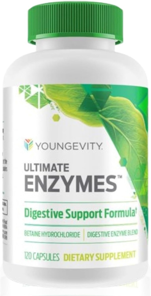 Youngevity Ultimate Enzymes® - Multi Enzymes for Digestion, Gas & Bloating Relief - Betaine HCl, Ox Bile, Pancreatine 10X, Papain 6M, Pepsin 1:3000 (120 Capsules) 2