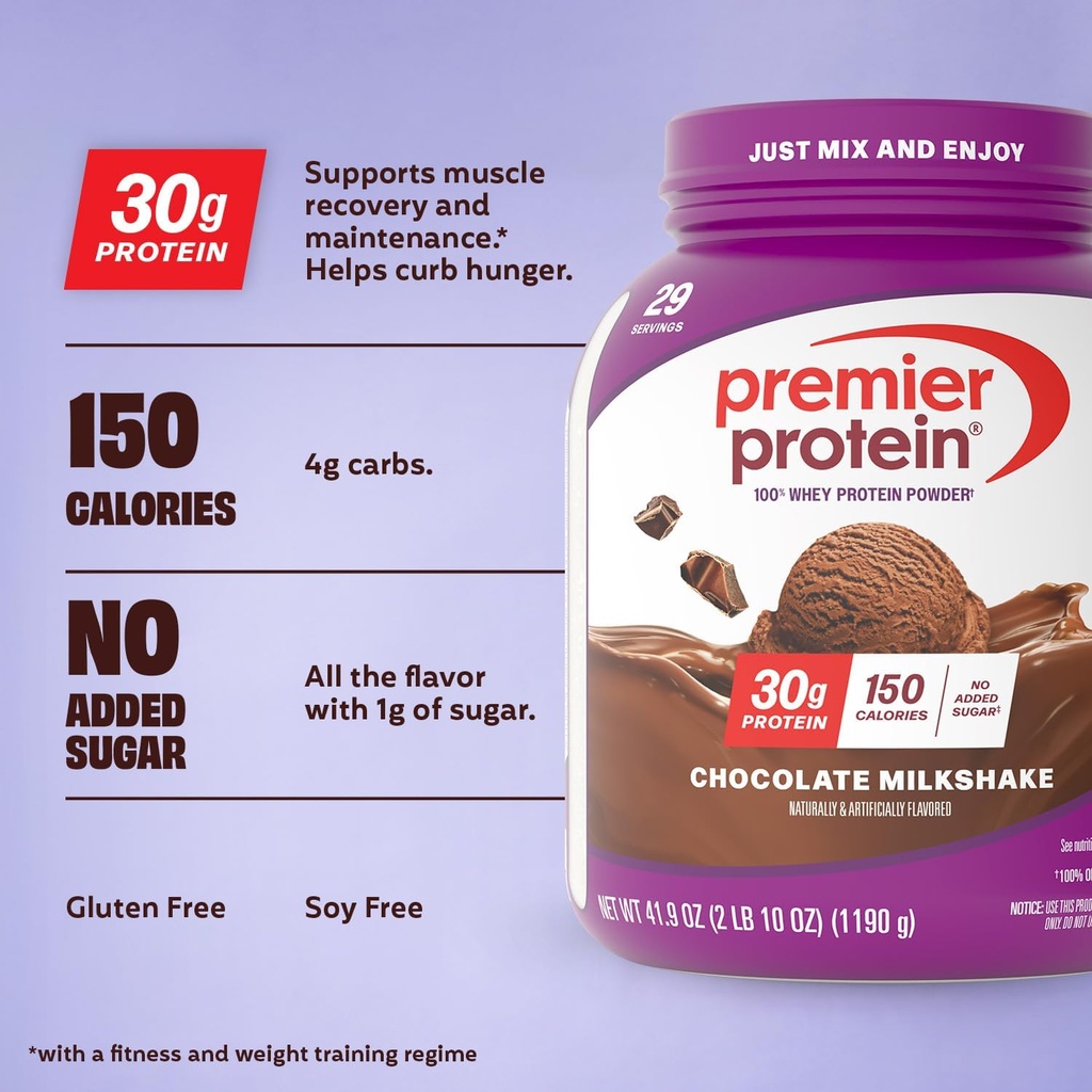 Premier Protein Powder, Chocolate Milkshake, 30g Protein, 1g Sugar, No Soy, Gluten Free, 41.9oz (29 Servings) 3