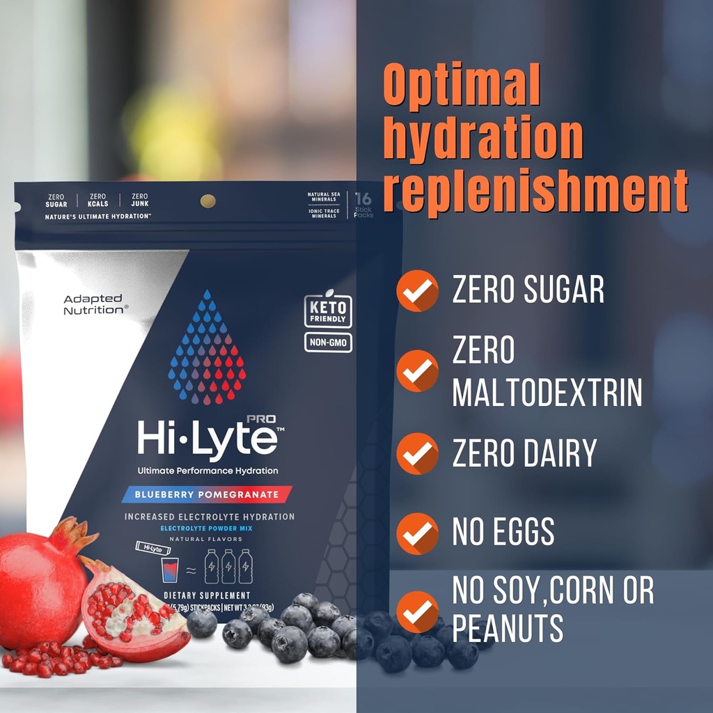 Hi-Lyte Pro Hydration Packets - 16 Individual Drink Packets | Blueberry Pomegranate | Flavored Electrolyte Powder | Sugar-Free, Zero Carb, Zero Calorie 5