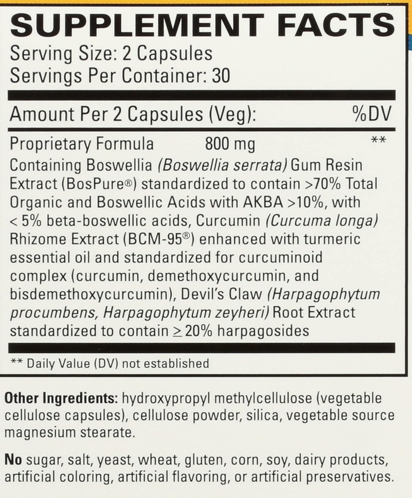 Terry Naturally Arthocin - Boswellia Serrata Capsules with Devil's Claw & Curcumin - Supplement to Support Joint & Spine Health - Herbal Supplement Aids Comfort & Absorption - 60 Capsules 5