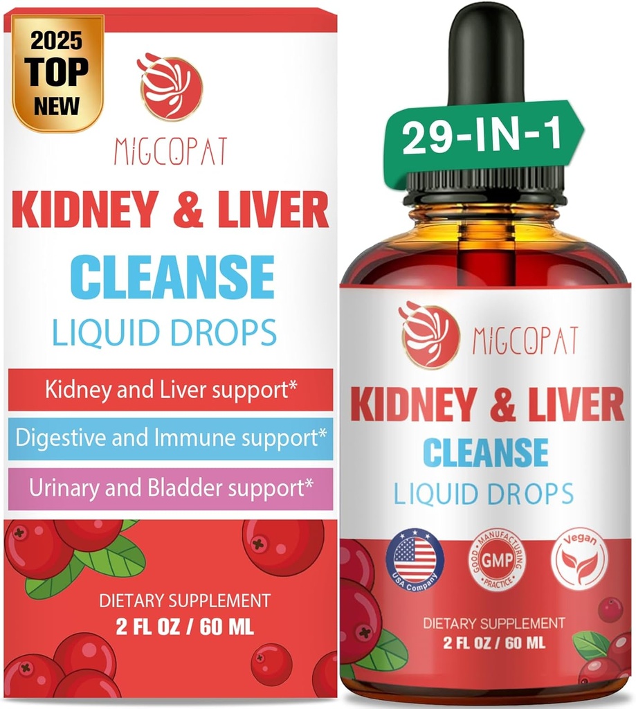 Kidney and Liver Cleanse Detox & Repair Drops, Cranberry and Milk Thistle Supplement with Artichoke, Astragalus, Horsetail – Natural Herbal for Liver, Kidney, Urinary Tract, Bladder, 60ml 2