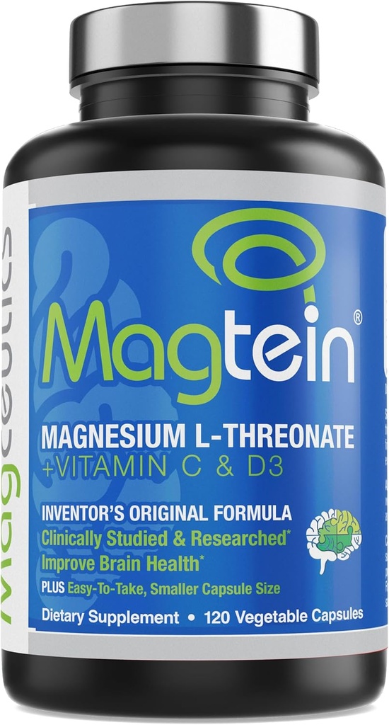 Magtein Magnesium L-Threonate to Improve Cognition, Focus, Memory, Sleep Quality and Brain Health with Small Caps - 120 Vegetable Capsules 2