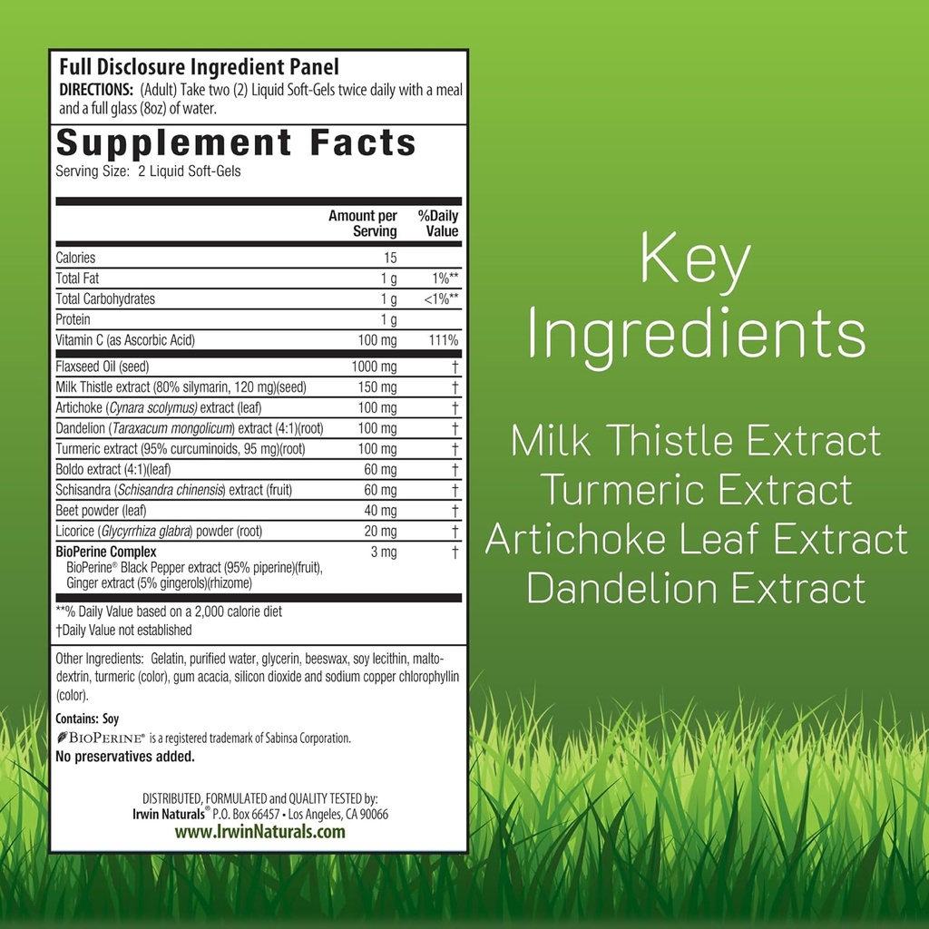 Irwin Naturals Milk Thistle Liver Detox - 60 Liquid Soft-Gels, Supports Liver Health with Dandelion, Artichoke, Turmeric & Green Beet Root - 30 Total Servings 3