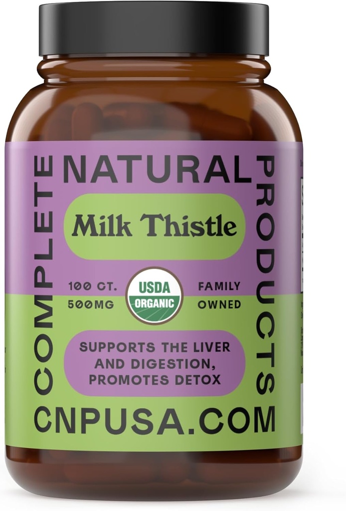 Complete Natural Products Pure Organic Milk Thistle Capsules - 500 mg Silymarin Powder 100 Pills 2