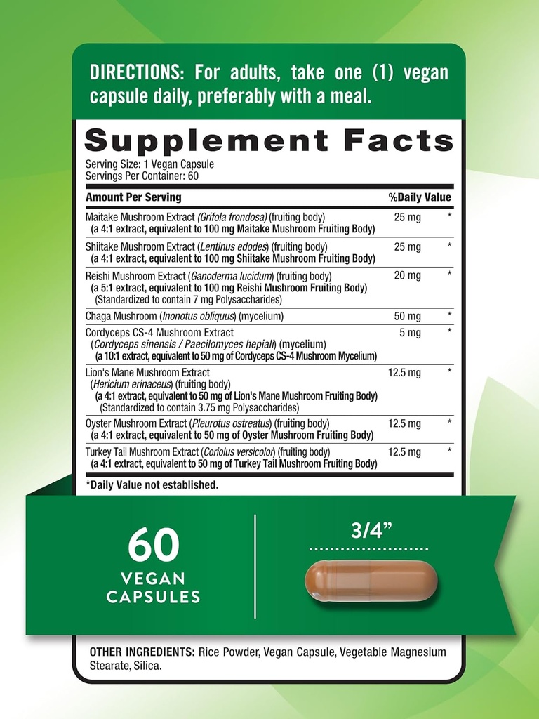 Nature's Truth Mushroom Complex Capsules | 60 Count | Full Spectrum Complex of Super 8 Mushrooms | Vegan, Non-GMO, & Gluten Free Supplement 3