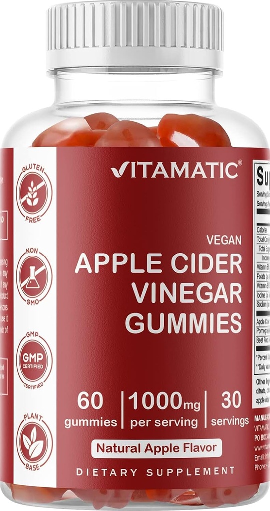 Vitamatic Magnesium & Apple Cider Vinegar Gummies - 60 Vegan Count Each 4
