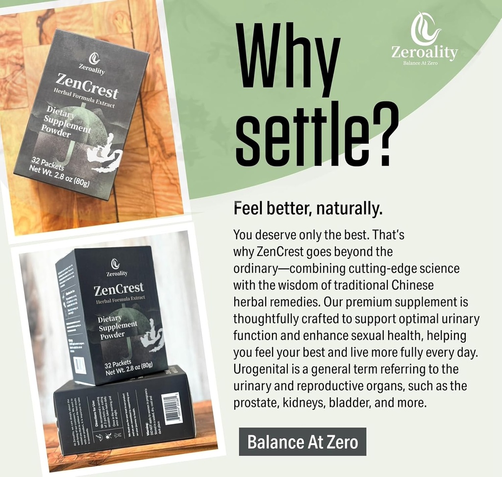 ZenCrest, Natural Herb Prostate Supplement, Traditional Chinese Herbal Formula, Promote Healthy Prostate, Promote Urogenital Function, No Side Effects, (128 Packets - 4 Boxes) (4) 6