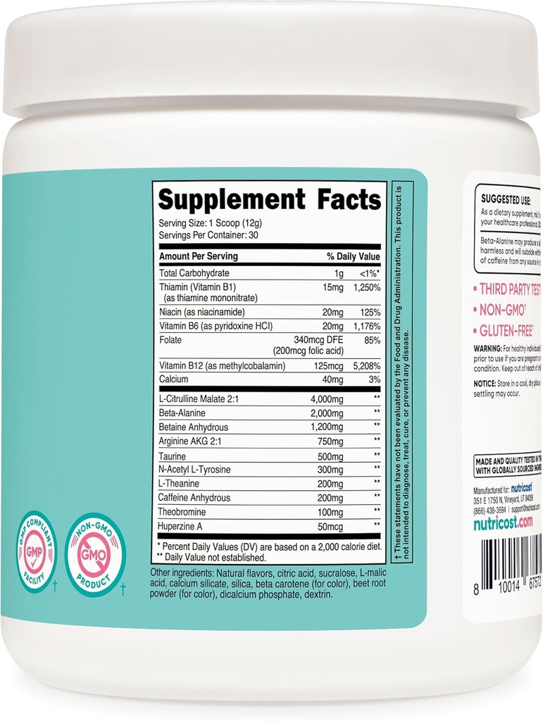 Nutricost Pre-Workout Powder for Women, Peach Mango, 30 Servings 6