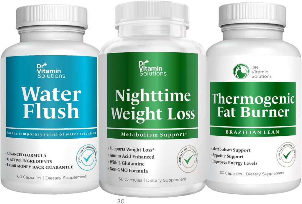 DR VITAMIN SOLUTIONS Nighttime Fat Burner, Thermogenic Weight Loss and Diuretic Water Pills - Metabolism and Water Retention Pills for Women and Men 180 caps 2