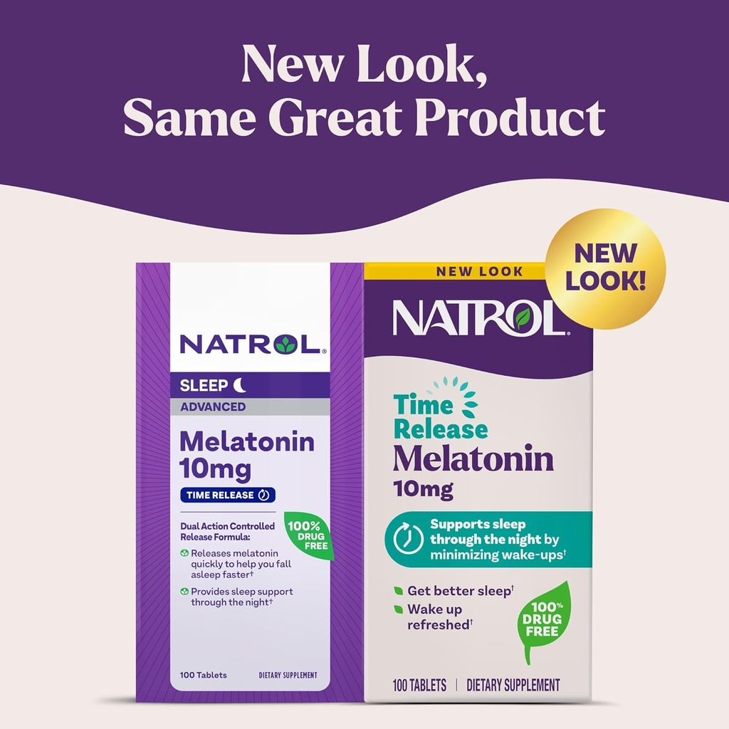 Natrol Advanced Sleep Melatonin 10mg, Dietary Supplement for Restful Sleep, Time Release Melatonin Tablets, 100 Time-Release Tablets, 100 Day Supply (Pack of 12) 3