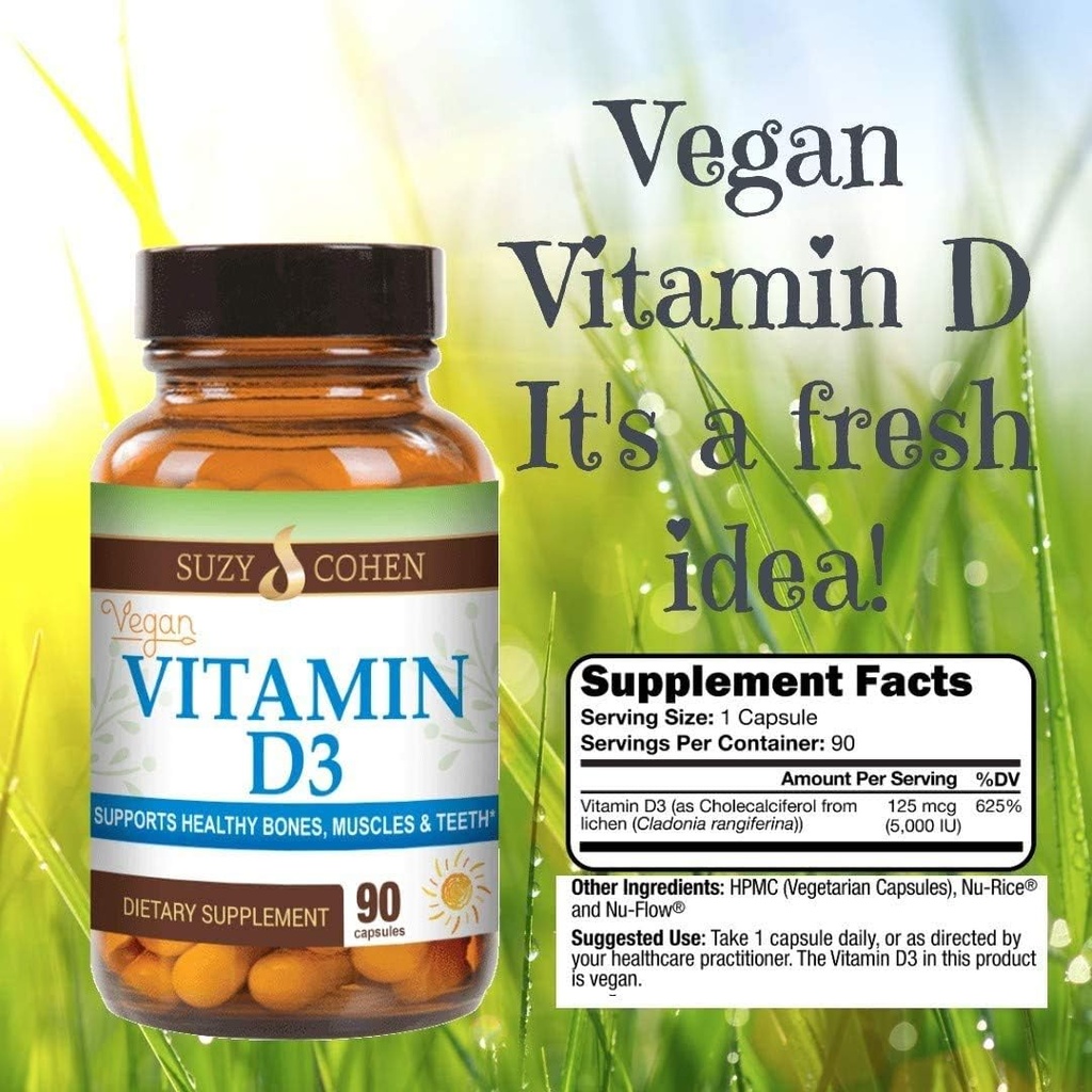 Script Essentials Vegan Vitamin D3 5,000 IU for Healthy Muscle Function, Bone Health, and Immune Support - Non-GMO, Gluten Free and Kosher Certified - 90 Servings 2