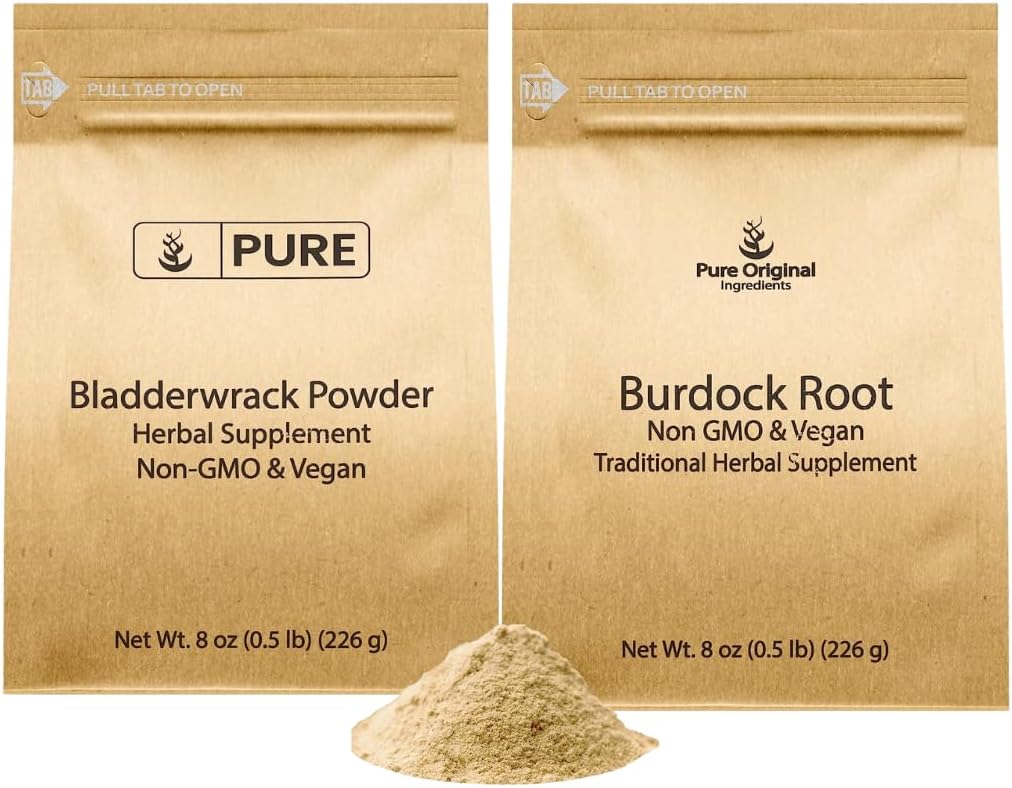 PURE ORIGINAL INGREDIENTS Burdock Root and Bladderwrack Powder Bundle, 8 oz Each, Lab-Verified, Herbal Supplements 2