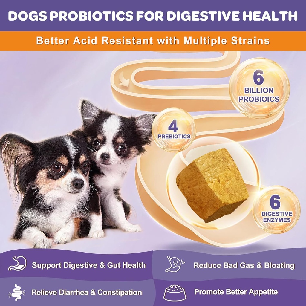 NATURE TARGET Probiotics for Dogs, 6 Billion CFUs, Freeze Dried Dog Probiotics with Prebiotics & Enzymes for Diarrhea, Gas, Vitamins & Omega 3 for Skin & Immune Health, Allergy Itch Relief, 180 Count 3