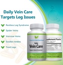 Daily Vein Care Supplement Capsules — Circulation Formula with a Natural Blend of Calcium, Vitamin D3, Vitamin K2 Plus BioPerine for Max Absorption Vein Formula — 60 Capsules 5
