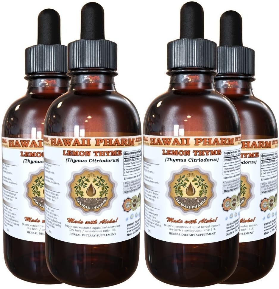 Lemon Thyme Liquid Extract, Lemon Thyme (Thymus Citriodorus) Dried Leaf Tincture Supplement 4x4 oz 2