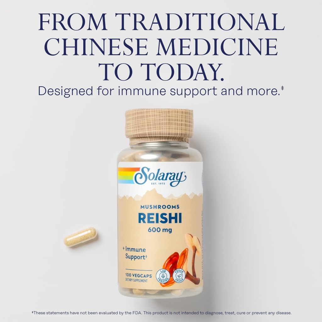 SOLARAY Reishi Mushroom 600mg - Reishi Mushroom Capsules for Immune Support - Vegan, Lab Verified - 60-Day Money-Back Guarantee - 100 Servings, 100 VegCaps 4