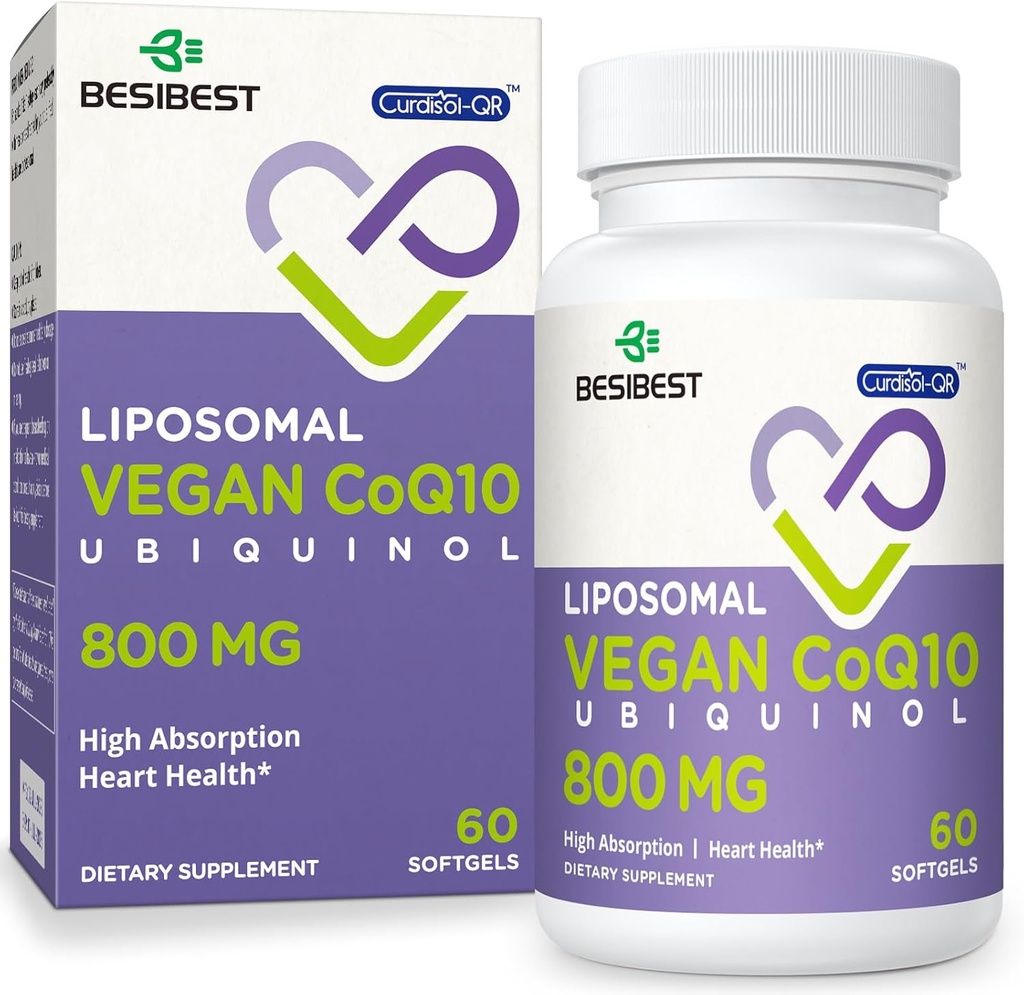 CoQ10 600mg 1PCS Bundle with 800mg Liposomal CoQ10 Ubiquinol Supplement 1PCS 6