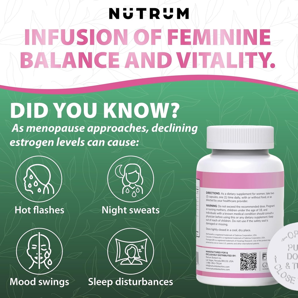 Estrolife Anti-Aging Support for Women by Nutrum, Vegan Supplement for Long Lasting Female Hormonal Balance, Ovarian Function, Skin Hydration, Elasticity and Firmness, Menopause Relief, 60 Capsules 5