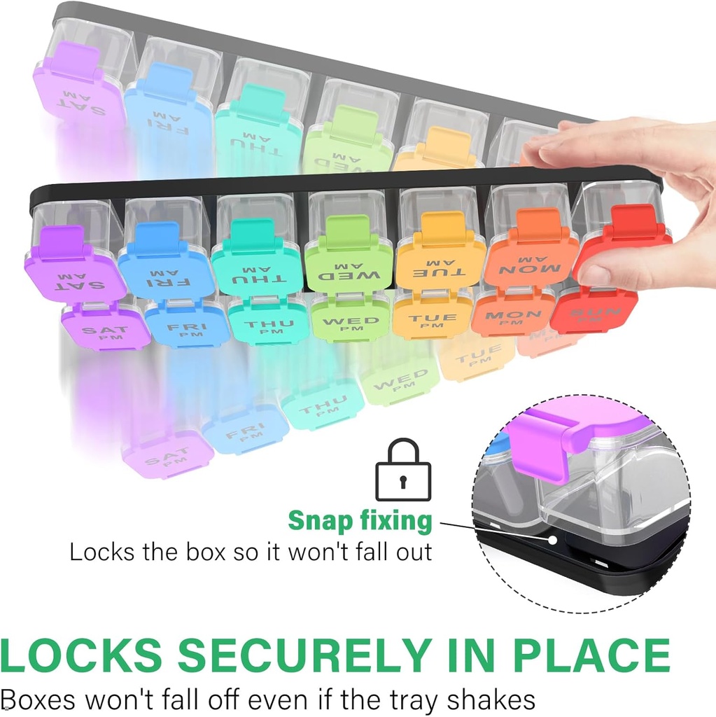 Extra Large Weekly Pill Organizer - 7 Day AM/PM Pill Box, Twice a Day XL Pill Container for Vitamins and Supplements, Airtight & Detachable Design, Ideal for Daily Medication Management 4