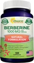 aSquared Nutrition Pure Berberine 1000mg Supplement - 180 Veggie Capsules, Natural Berberine Hydrochloride HCL Plus, Max Strength 1000 mg (2X 500mg), Potent Berberine Vegan Extract 2