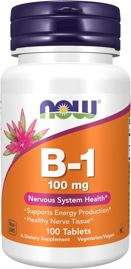 NOW Foods Vitamin B-1 (Thiamine) 100mg, 100 Tablets (Pack of 2) 2