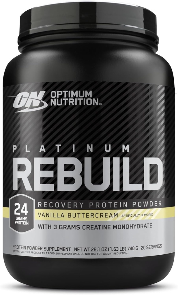 Optimum Nutrition Platinum Rebuild, Premium Platinum Blend Protein Powder with Creatine, Vanilla Buttercream, 20 Servings 2