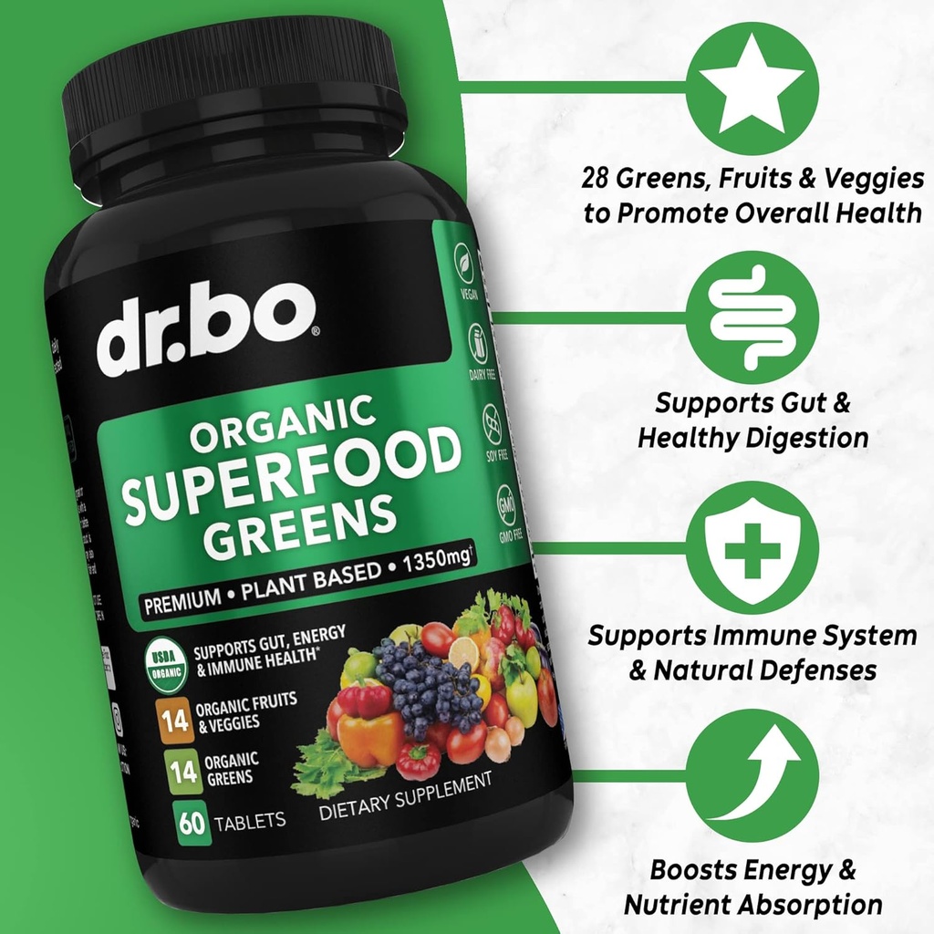 Organic Superfood Greens & Fruit Supplements - Liver Kidney Cleanse Detox Support Supplement - Green Veggie Powder Blend Vegetable Foods & Help Repair Kidneys, Bladder Control & Urinary Tract Health 3