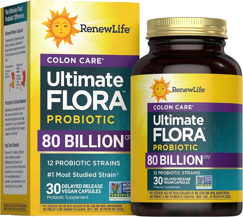 Renew Life Probiotic Colon Care Probiotic Capsules, Daily Supplement Offers Colon Support, L. Rhamnosus GG, Dairy, Soy and gluten-free, 80 Billion CFU, 30 Count 2