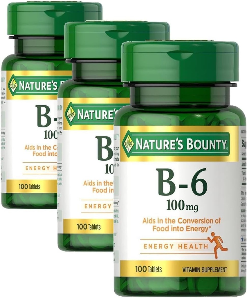 Nature's Bounty Vitamin B6, 100mg, 100 Tablets (Pack of 4) 3