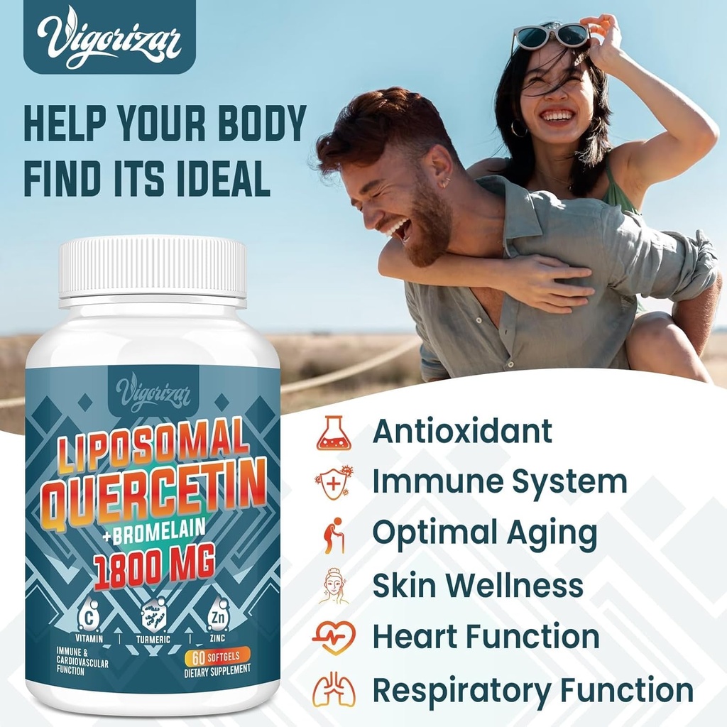 Liposomal Quercetin Phytosome, Quercetin with Bromelain, Zinc & Vitamin C, Bioactive Phytosome Complex, 20X Higher Absorption - 60 Softgels 4