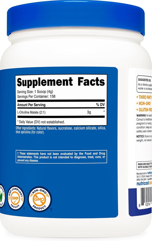 Nutricost L-Citrulline Malate 2:1 (600 Grams) (Blue Raspberry) 6