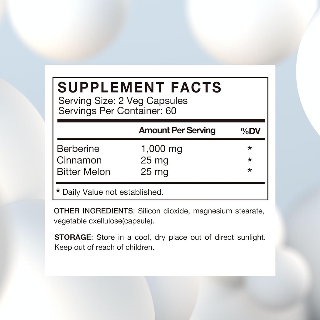Berberine Supplement 1000mg with Ceylon Cinnamon, Bitter Melon, 3 in 1 Triple Action Formula Berberine HCL Supplements, for Immune, Cardiovascular, Gastrointestinal, 120 Veggie Capsules, Made in USA 3