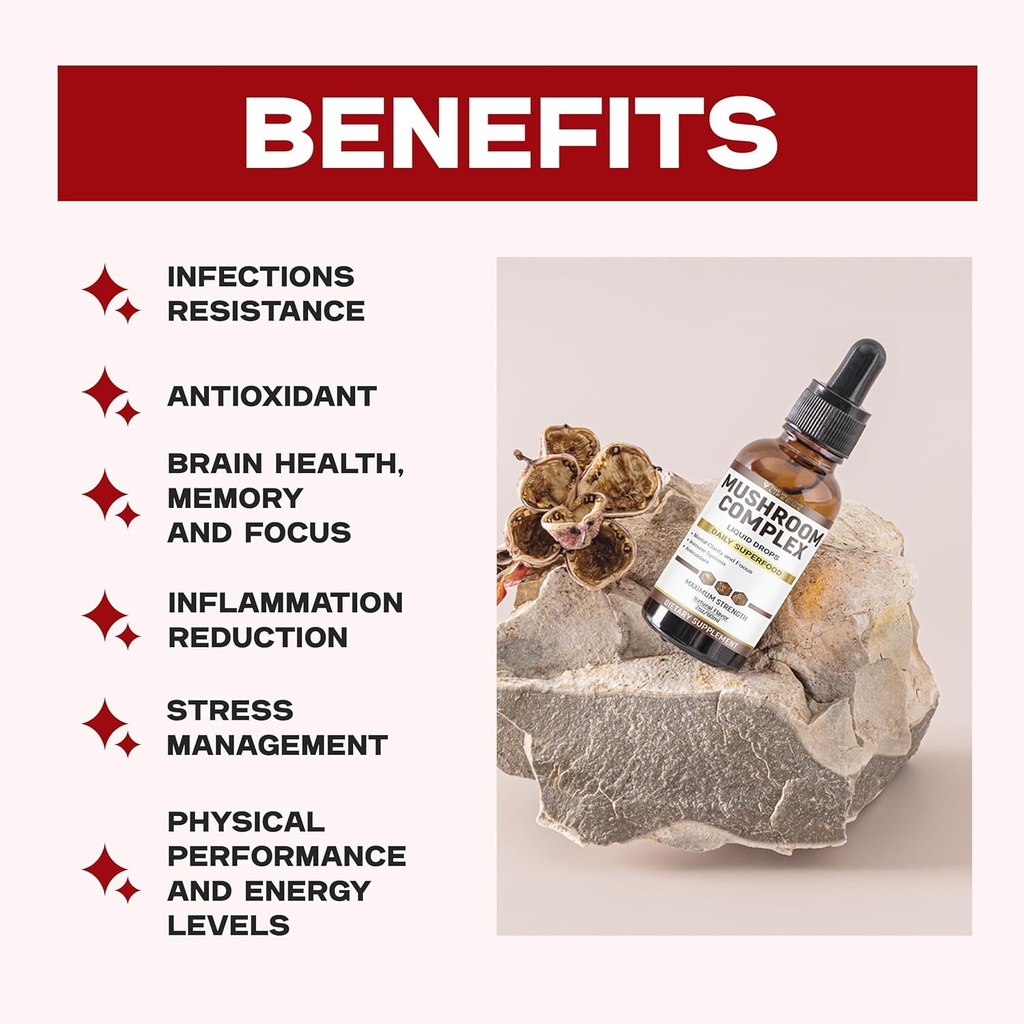 Liquid Mushroom Complex | Herbal Liquid Drops| Mushroom Supplement | Lion's Mane, Reishi, Shiitake, Chaga, Cordyceps, Coriolus Versicolor | NonGMO 2oz - 60 Day Supply 6