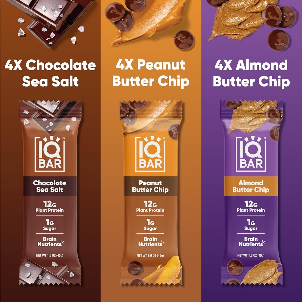 IQBAR Brain and Body Keto Protein Bars - 12 Count Chocolate Lovers Variety Low Carb, Vegan Bars & IQMIX Sugar Free Electrolyte Powder Packets - 8 Count Sampler Pack Keto Electrolytes with Lions Mane 4