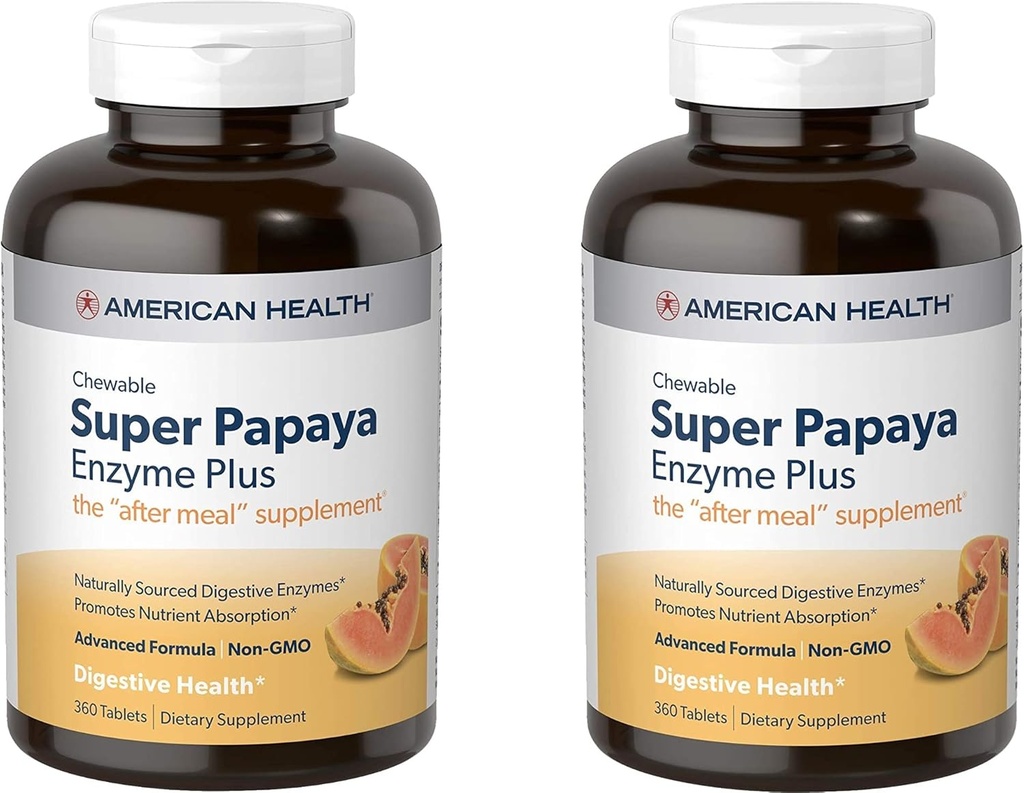 American Health Enzymes Chewable Super Papaya Enzyme Plus 360 Tablets (Pack of 2) 2