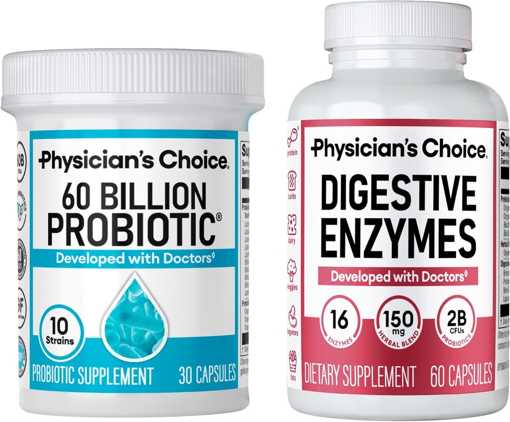 Physician's CHOICE - Optimal Gut Health Bundle: 60 Billion Probiotics + Digestive Enzymes for Digestive Comfort and Immune Support 2