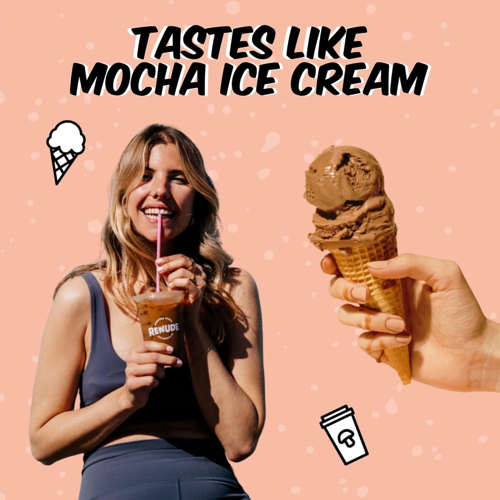 Renude Chagaccino - Chaga Mushroom Powder, Mushroom Coffee Drink Mix with Adaptogens, Natural Energy and Immune Support, Vegan, Keto, Zero Calorie Mushroom Blend Powder - 30 Servings 4