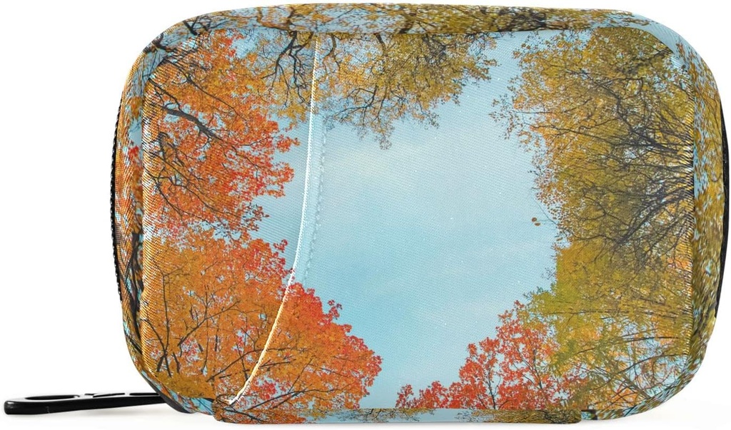 Naanle Autumn Trees Heart Pill Box 7 Day Pill Case Bag Travel Pill Organizer Bag with Zipper Portable Weekly Case Compact Size for Vitamin Supplement Holder 2