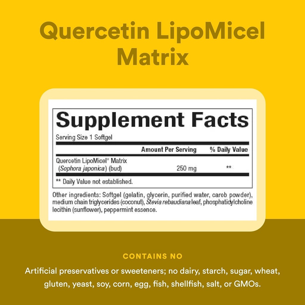 Natural Factors Quercetin LipoMicel Matrix - Supports Immune Health & Capillary Health - Antioxidant Support Supplement with Highly Absorbable Quercetin - 120 Softgels (120 Servings) 5