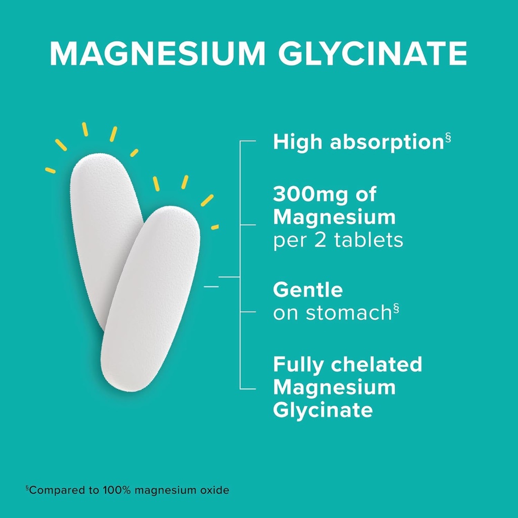 Qunol Magnesium Glycinate 300mg, 100% Glycinate Chelated Magnesium Supplement, 150ct Tablets 3